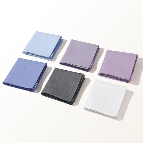 Image of HOULIFE Men's Cotton Handkerchiefs, Solid Color 60S Soft Cotton Hankies for Men Women 6 /12PCS 15.7 inchx15.7 inch
