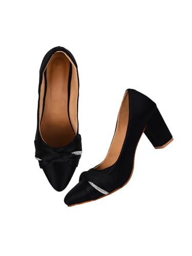 Image of TRYME Chunky Heel Bellies Women's Fashion Pointed Block Heel Pump Shoes for Party and Formal Occasions