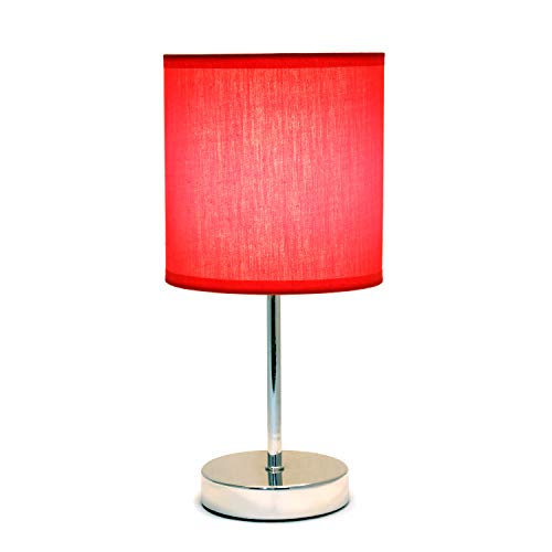 Simple Designs Lt2007-Red Chrome Mini Basic Table Lamp With Fabric Shade, Red #TOP2