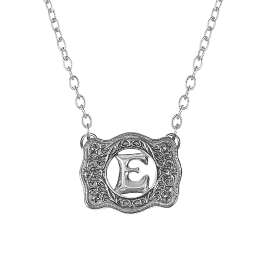 Belt Buckle Necklace Western Style Initial Letter Pendant Necklace, Decorative Belt Buckle Frame Design