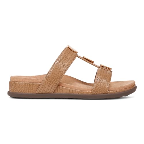 Vionic Serra Women's T-Strap Slip-on Supportive Sandal Camel - 9 Wide3