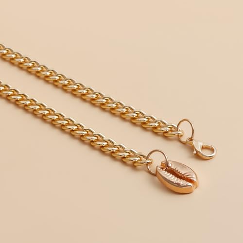 Women Metal Belt Starfish Seashells Conch Pearls Charms Waist Chain for Bikini Belly Skinny Dress Party Summer Beach, Gold (A)4