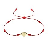 PATIKIL イニシャルブレスレット、調節可能なハートリンク文字Jハンドメイドロープ編みブレスレット 金メッキアルファベットチャームジュエリー 女性 ティーン ママ 誕生日 レッド