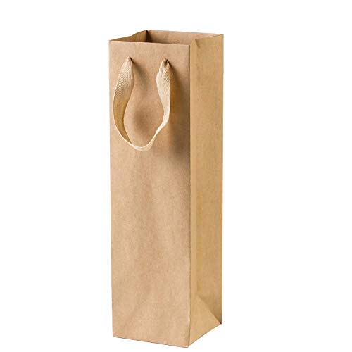 Carlgelrag Paquete 12 Bolsas Papel Kraft Marrón Sólido Con Cuerda Resistente-4 Pulgadas x 4 Pulgadas x 13.8 Pulgadas- Vinos, Regalos,Ventas Al Por Menor,Compras,Mercadería
