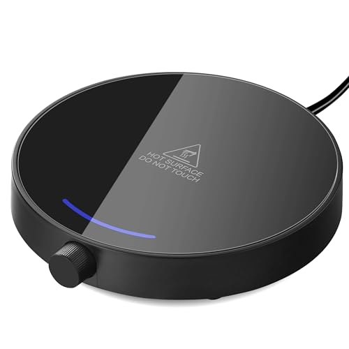 Coffee Mug Warmer for Desk 4H Auto Shut Off, Smart Coffee Cup Warmer with 3 Temperature Setting, Electric Mug Warmer Plate for Coffee, Milk, Tea (Black)