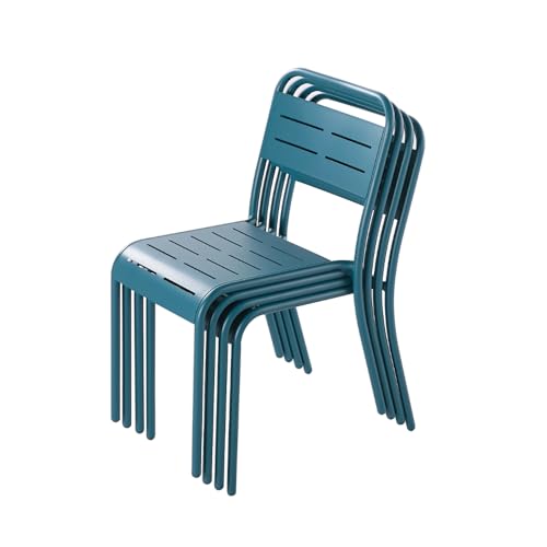 CONCEPT USINE Lot de 4 Chaises de Jardin BERGAME Acier Bleu Empilables – vue 4