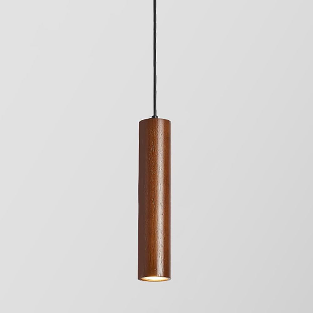 Lámpara colgante lineal minimalista en madera natural de diseño artesanal