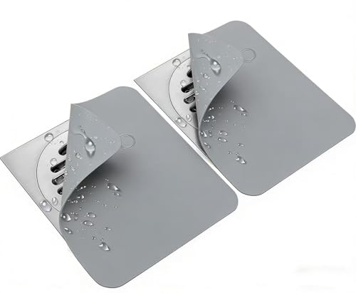 2 sztuki osłon odpływu podłogowego 20 x 20 cm – silikonowa mata odpływowa z zamknięciem zapachowym, antypoślizgowa, zatyczka odpływu zapobiegająca nieprzyjemnym zapachom, do prysznica, kuchni