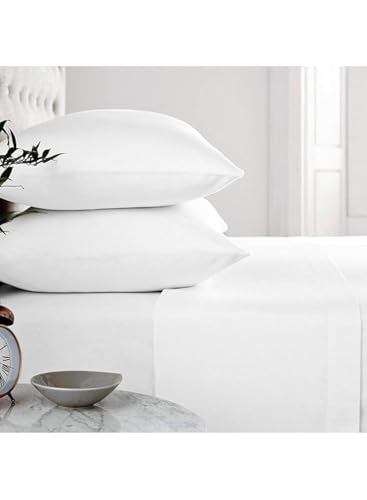 RISHAHOME Hotel Standard Pillowcase Set of 2 100% Pure Cotton 200 TC Size: 50x75+10 cm White |Bed Pillow Cover