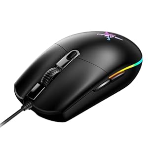 TECKNET RGB Gaming Maus mit Kabel, 10000 DPI Kabelgebundene Mäuse mit 6 Programmierbare Tasten und Anpassbare Makros, 1000Hz Abfragerate, USB-Wired Maus Schwarz