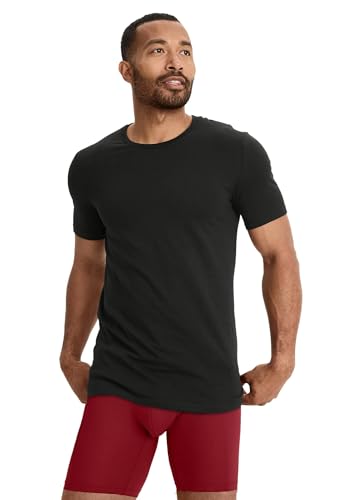 Jockey Camiseta masculina de algodão com gola redonda elástica - pacote com 3, Preto, M