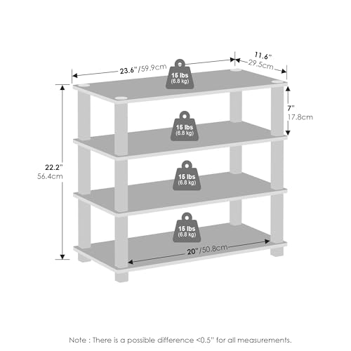 Image of Furinno Turn-N-Tube Storage Shelves Set of 2, 4-Tier Stackable Standing Shelf, Open Corner Shelf, for Organization and Storage, Living Room, Garage, Home Office, Espresso