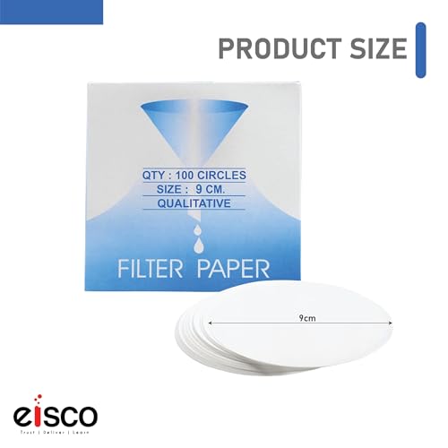 Image of EISCO Pack of 100 Premium Qualitative Filter Paper - 9 cm, 8-10 Micron, High-Purity Lab Paper for Chemistry, Liquid Filtration, Science Experiments, Research, Classroom & STEM Activities