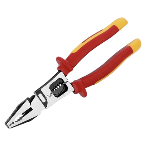 9 Inch 1000V Insulated Linesmans Pliers, Multipurpose Insulated Electrician Combination Plier with Wire Crimper/Stripper/Cutter, Heavy Duty Eccentric Pliers for Screwing, Crimping, Stripping, Shearing