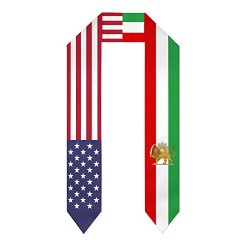 DABOYOZHZH Iran Persia Sun Lion & USA United States Flag Graduation Shawl Sash Stole Wraps Scraf For International Study