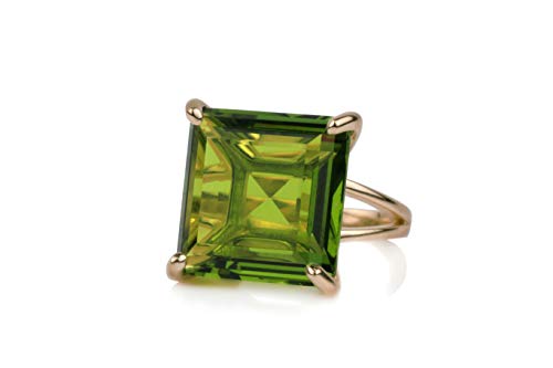 Statement Peridot Ring In 14K Gold - Fashion Green Ring - August Birthstone Rings, Fine Ring For Special Occasion And Everyday Wear - Custom Peridot Jewelry For Women - Choose Your Size And Material #TOP5