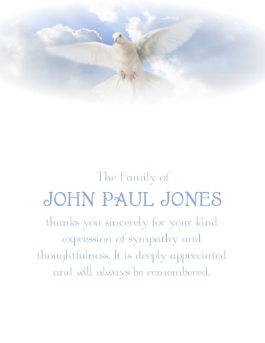 Sympathy Acknowledgement Cards, Funeral Thank You and Bereavement Notes Personalized White Dove
