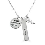 By Hannah Design Sterling MEMORIAL Personalized Necklace with Angel Wing Charm