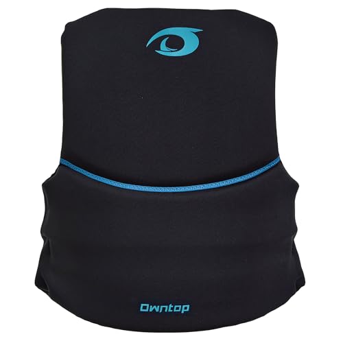Owntop Schwimmweste für Erwachsene | Leichte Neopren-Auftriebsweste | Faltbare Schwimmhilfe mit Doppel-Sicherheitsgurten | Schwimmjacke für Bootssport, Kajakfahren, Angeln, Paddeln (Blau,L)