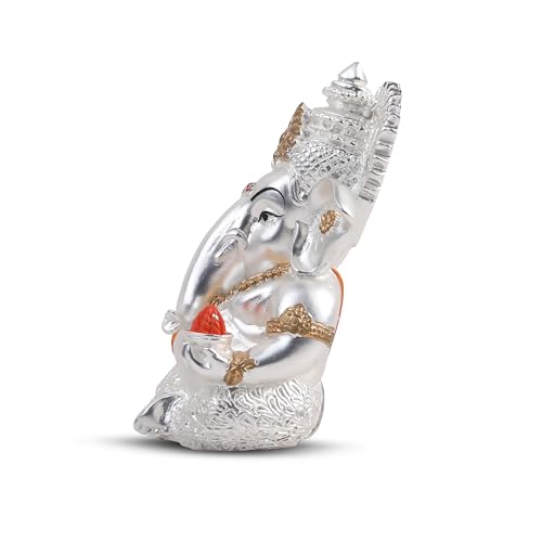 Figura Decorativa Ganesha Plata 3.7 pulgadas miniatura 5