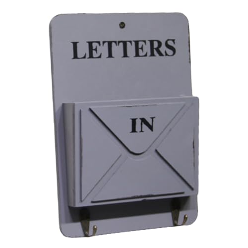 VANZACK Porta Chiavi da Parete in Legno con Mensola Portaoggetti e Ganci Organizer Mail Vintage per Casa Supporto Lettere e Ripiano Compatto per Chiavi Cappelli e Accessori Decorazione