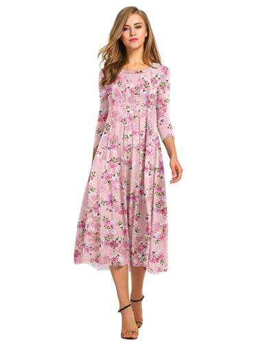 Image of HOTOUCH Women's 3 /4 Sleeve A-line and Flare Midi Long Dress