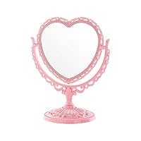 Amazon.co.jp: 卓上 ミラー ハート 型 かわいい お洒落 メイク アップ