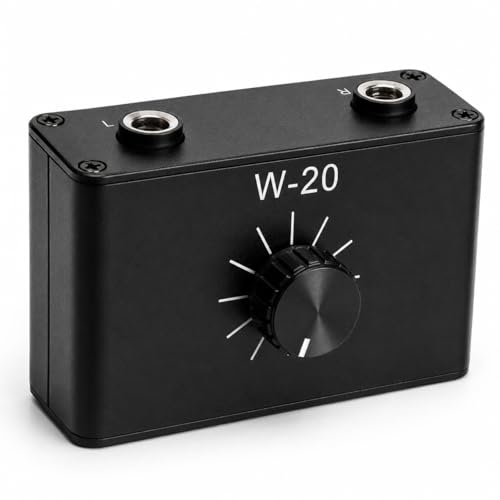 Erchineko Audio Volume Control Attenuator for Microphones Instruments, Audio Volume Controller with 1/4 Inch 6.35mm Jack, Knob in Aluminum Alloy for Stereo Mono Signal Control