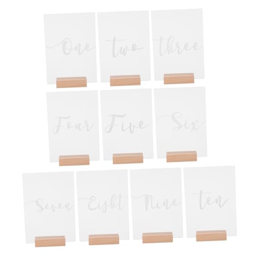 Luxshiny 10 Sets Wedding Table Numbers with Base Acrylic Signs for Banquets Reception and Events Elegant Table Centerpieces