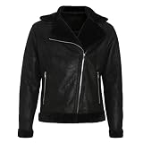 Winterjacke Herren Lederjacke mit Fell - Gefüttert Hochwertige Kunstleder PU-Leder Bomberjacke Pilotenjacke Teddy-Fleece Wildlederjacke Parka Warm Bomberjacke Winter Lammfell Mantel Casual Fleecejacke