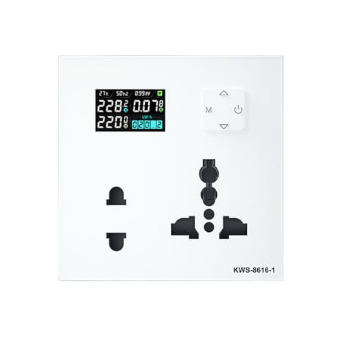 DewinLVD Enchufe doble WIFI, enchufe doble empotrado, aplicación Tuya, encendido y apagado planificado, corriente de voltaje, medición de energía, enchufe inteligente de pared AC 85-290 V 16 A