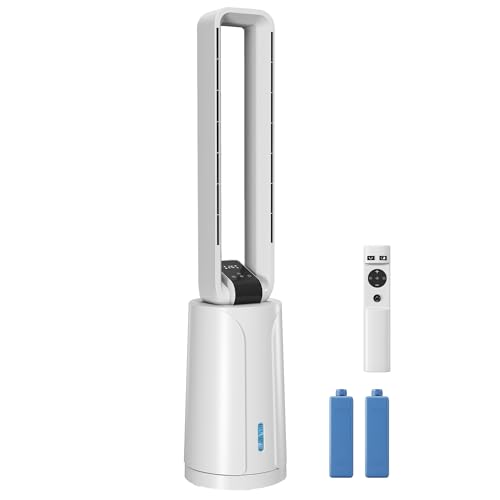 HOMCOM Climatizador Evaporativo 3 en 1 sin Aspas Enfriador de Aire 90 W Depósito de 1,7L Temporizador hasta 15H 3 Velocidades 4 Modos Oscilación 70° Mando a Distancia Cajas de Hielo para Hogar Blanco