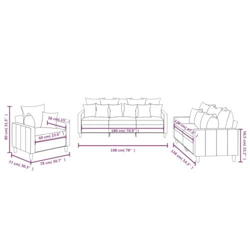 vidaXL Sofagarnitur 3-TLG., Sessel Couch mit Kissen, Sofa Wohnzimmersofa mit Armlehnen, Couchgarnitur Designsofa Sitzmöbel Polstermöbel, Rosa Samt – Bild 4