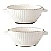 WANGFENG Miska do zupy z podwójnymi uszami, biała 2 x 1000 ml, ceramiczna miska na owoce, okrągła pionowa miska do serwowania zupy z owocami i makaronem