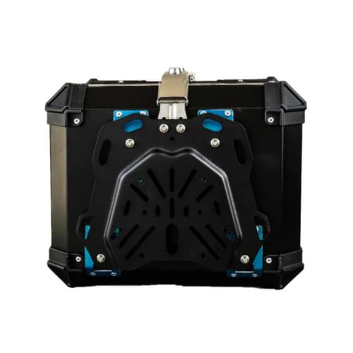Image of Aluminium Top Box 45L with Backrest | Motorcycle Rear Storage Luggage Box | Black Finish | Universal Fit