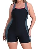 Charmo Women's Plus Size Sport One Piece Swimsuit Racerback Swimsuit Boyleg Modest Swimwear 22