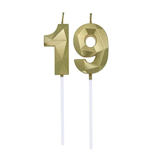 Velas de Cumpleaños Número 1 y 9, Vela para 19 Años Cumpleaños, Decoracion Tartas Cumpleaños Toppers de Pastel Decorativo, para Fiesta de Cumpleaños y Celebración del 91 Aniversario de Bodas, Oro