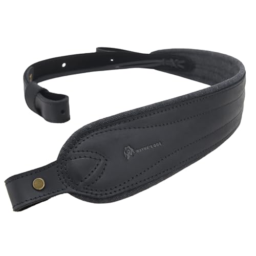 WAYNE'S DOG Leather Gun Sling, Padded Canvas Shoulder Straps with Swivels (Black, Without Swivels)