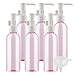 TIANZD 6 Stück Leere 100 ml Rund Rosa Kunststoff PET Gelspender Pumpflasche Flasche mit Weiß Lotion-Spender Seifenspender Lotionspender für Kosmetik Seife Reinigungsöl Gels Cream