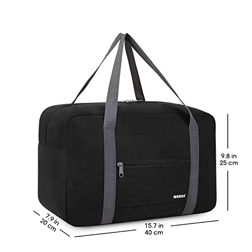 Ryanair Handgepäck 40x30x20, 40x20x25 Handgepäck Tasche für Flugzeug Reisetasche Klein Faltbare Sporttasche Weekender Koffer für Herren und Damen von WANDF(Schwarz 20L)