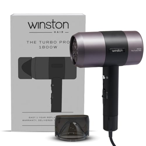 Image of WINSTON Turbo Pro Hair Dryer - 1800W | Quick Drying Blow Dryer with Low Noise, Cool Shot & Overheat Protection - 1 Year Warranty (Black)