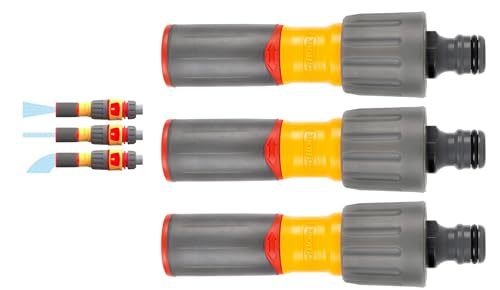 SK INFINITY | HOZELOCK Hose Nozzle -Watering Nozzle 3-in-1- Non-Slip Soft Grip Handle - 3 Adjustable Spray Patterns to Suit The Task at Hand (Pack of 3)