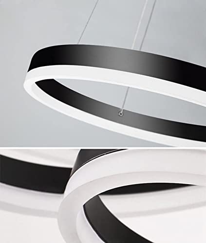 Lustre LED moderne plafonnier suspension dimmable télécommande anneaux métal