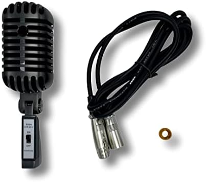 Vintage Style Metal Condenser Streaming Microphone, Satin Graphite Color, Old Retro Look, Cardioid Mic with XLR Cable for Streaming, Broadcasting, Studio Recording, Props, Hand Prop, Hand Held