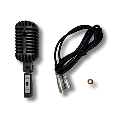 Vintage Style Metal Condenser Streaming Microphone, Satin Graphite Color, Old Retro Look, Cardioid Mic With Xlr Cable For Streaming, Broadcasting, Studio Recording, Props, Hand Prop, Hand Held #TOP5