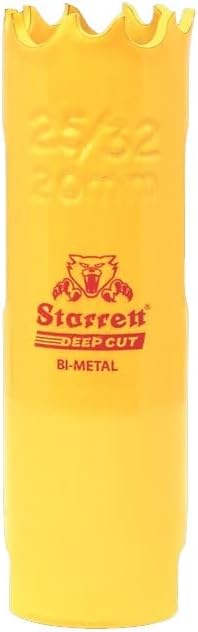 Starrett Deep Cut Hole Saw - DCH2532 Heavy Duty Bi-Metal with Extra Cobalt HSS Teeth - For Metals Wood Cast Iron Fibreglass Plastic Materials - 20mm