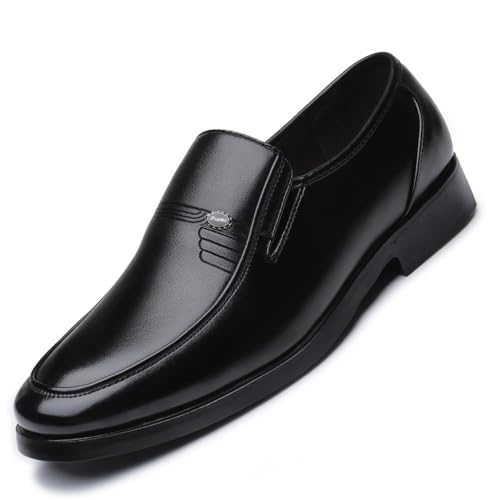 Men's Leather Shoes Business Shoes for The Black Round Head Formal Work Large Size Men's Shoes(38)