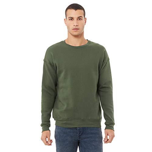 Bella Canvas Dropped Shoulder Fleece, Unisex XL, Military Green