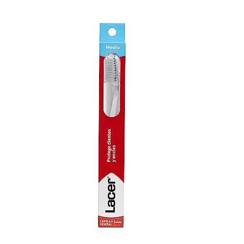 LACER - Cepillo de Dientes, Cerda Media, Filamentos Tynex, Elimina la Placa Bacteriana, Ideal para una Limpieza Interdental y una Higiene Bucal Completa