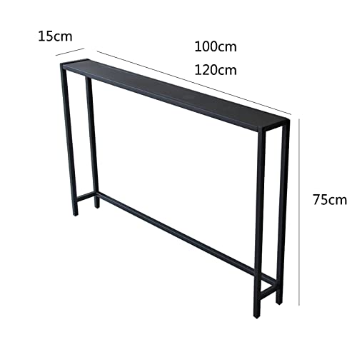 Mesa de sofá estrecha rectangular con estructura alta para almacenamiento vertical discreto 3
